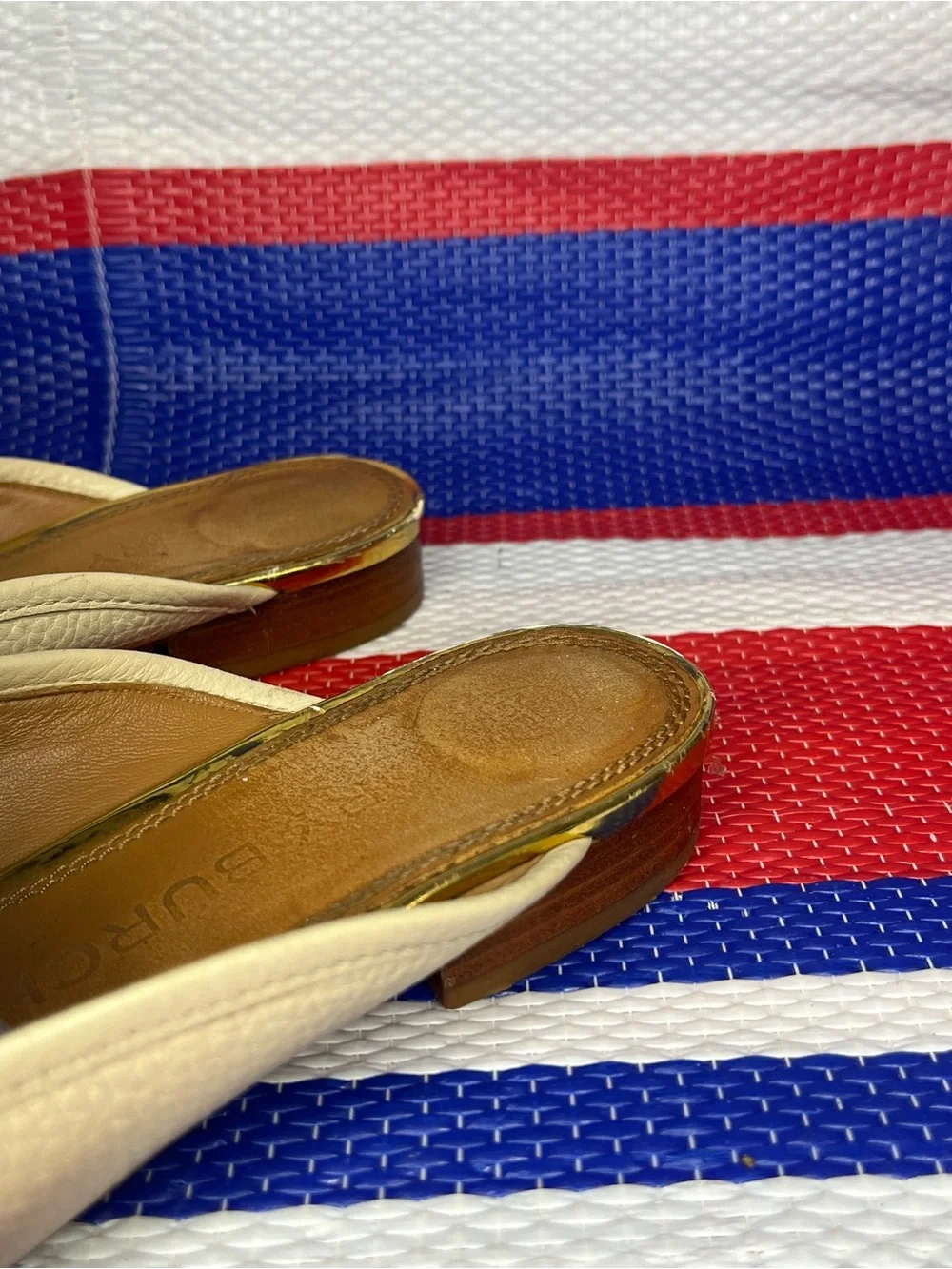 AUTHENTIC - Tory Burch Jessa Backless Loafers - Women’s Size 7 Shoes Cream Gold